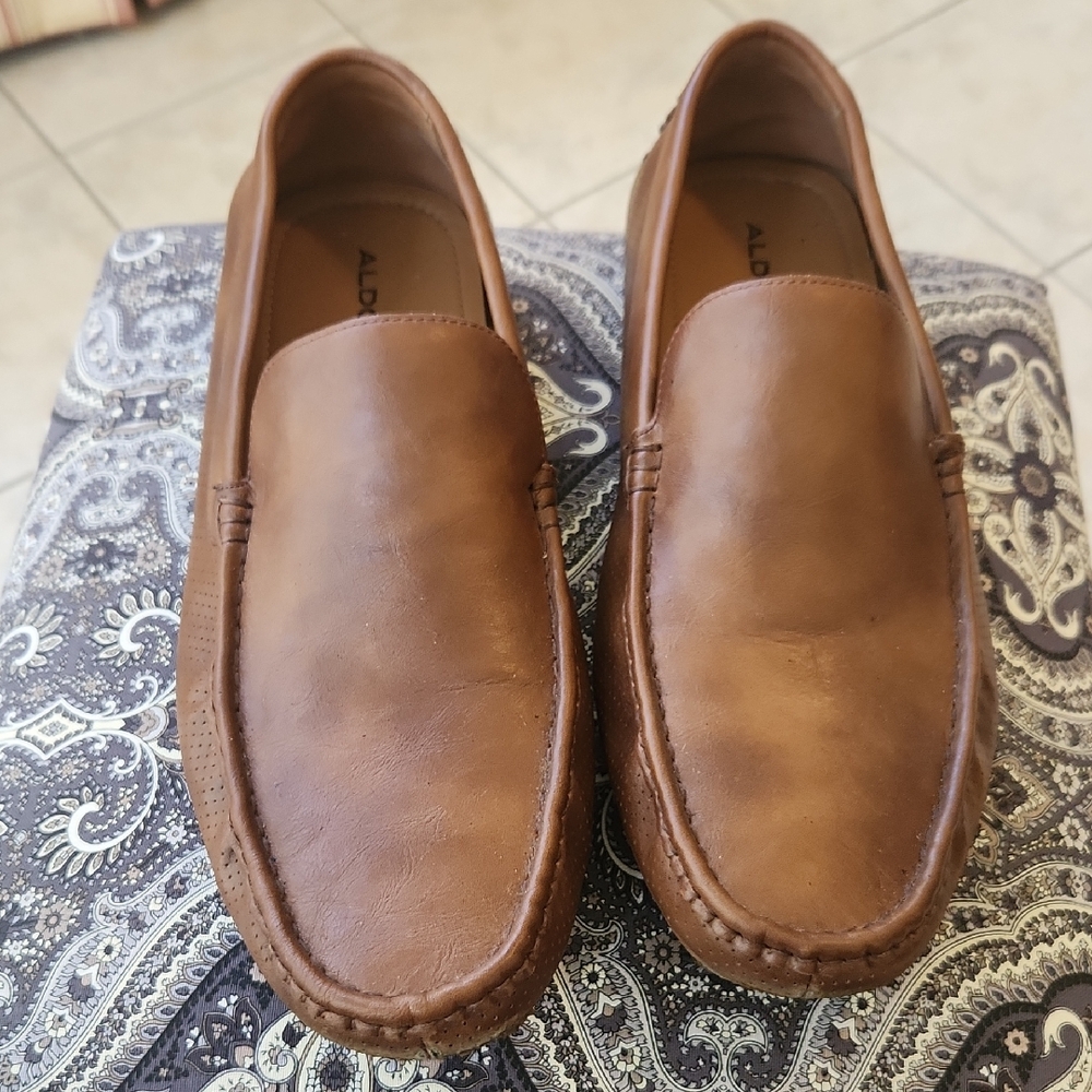 Aldo Brown Leather Slip-On Loafers for Casual Elegance